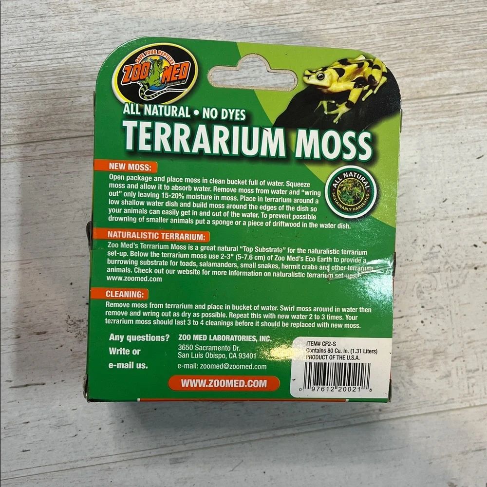 Zoo Med Terrarium Moss All Natural No Dyes Size Small 5 Gallon